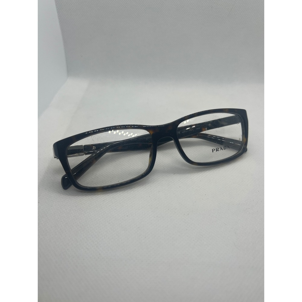Prada VPR 02O Tortoise Shell Rectangular Eyeglasses Frames 55-16-140 Italy - Picture 1 of 6